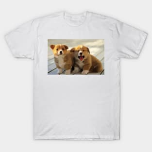 Corgi Puppies Digital Painting T-Shirt